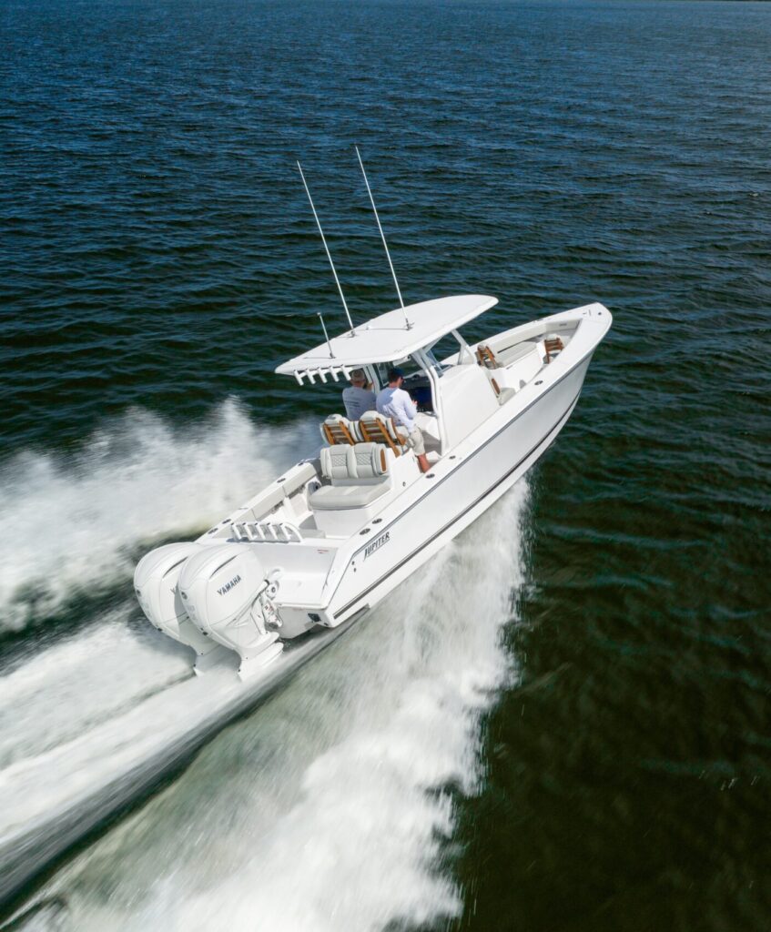 Chesapeake Bay boating conditions with center console boat underway